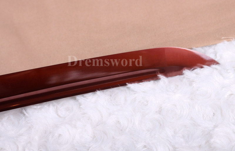 Handmade 1095 high carbon steel red blade katana Japanese Samurai Sword full tang sharp battle ready.
