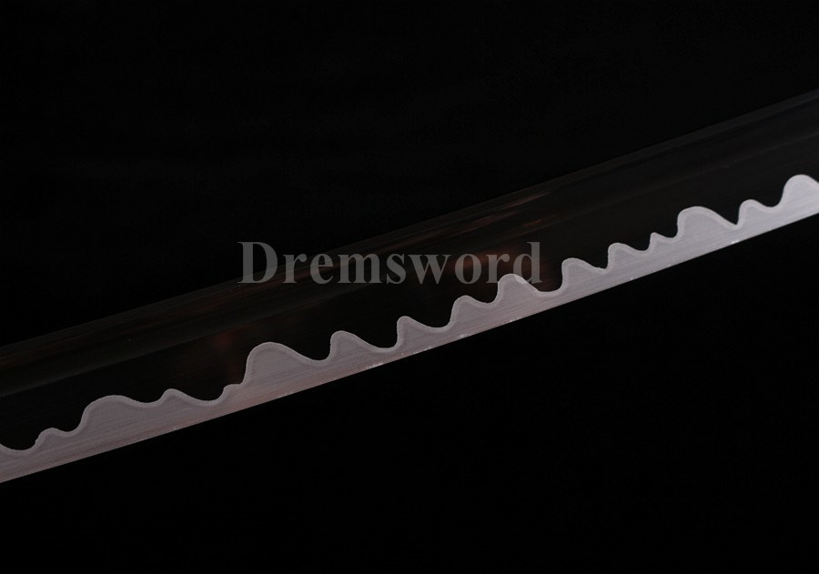 9260 spring steel Handmade black blade hand-abrasived hamon katana Japanese Samurai sword battle ready full tang can cut bamboo.