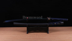 high quality Blue Blade Katana Japanese Samurai Sword 1095 High Carbon Steel full tang battle ready iron tsuba Shinogi-Zukuri Black