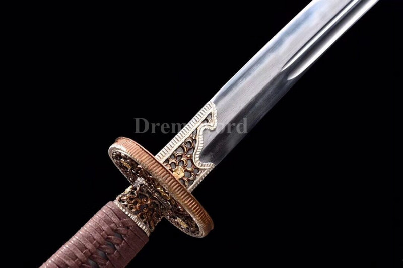 Handmade Clay Tempered Folded Steel Chinese DAO qing Dynasty Swords Sharp Bldae Hazuya Polish Full Rayskin Wrap.