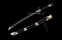 Hand forge folded steel clay tempered Chinese tai ji Sword 太极刀 battle ready Hira Zukuri Black