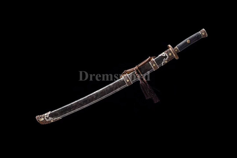 Handmade Clay Tempered Folded Steel Chinese DAO qing Dynasty Swords Sharp Bldae Hazuya Polish Full Rayskin Wrap.