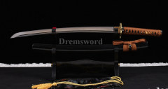 hand forged damascus folded steel blade japanese wakizashi samurai sword full tang sharp Kiriha-Zukuri Black & Brown