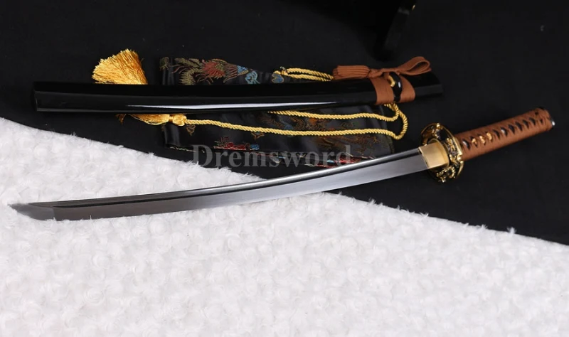 hand forged damascus folded steel blade japanese wakizashi samurai sword full tang sharp.