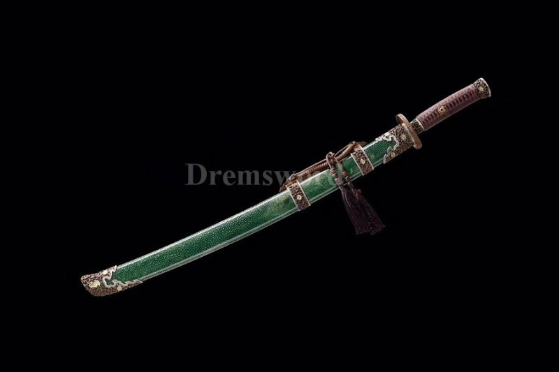 Handmade Clay Tempered Folded Steel Chinese DAO qing Dynasty Swords Sharp Bldae Hazuya Polish Full Rayskin Wrap.