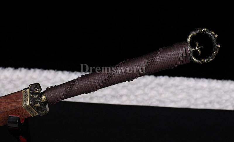 Damascus folded steel Fully Hand made rosewood chinese 环首刀 sword battle ready.