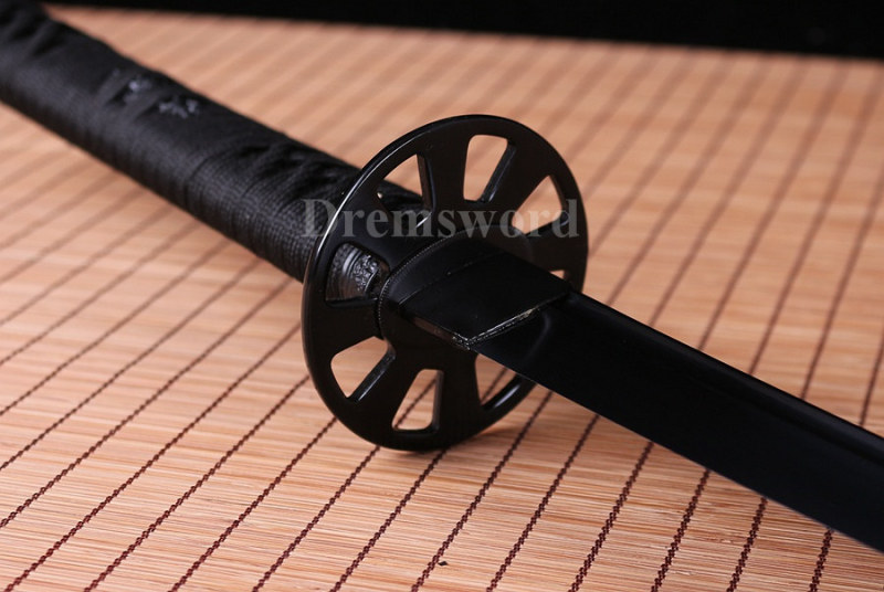 Handmade Black Folded Steel katana Japanese Samurai Sword Full Tang Sharp Blade.