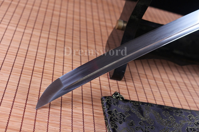 hand forge damascus Folded Steel wakizashi Japanese Samurai Sword Full Tang Sharp Blade.