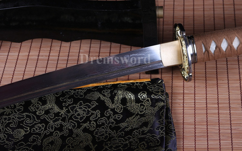 hand forge damascus Folded Steel wakizashi Japanese Samurai Sword Full Tang Sharp Blade.