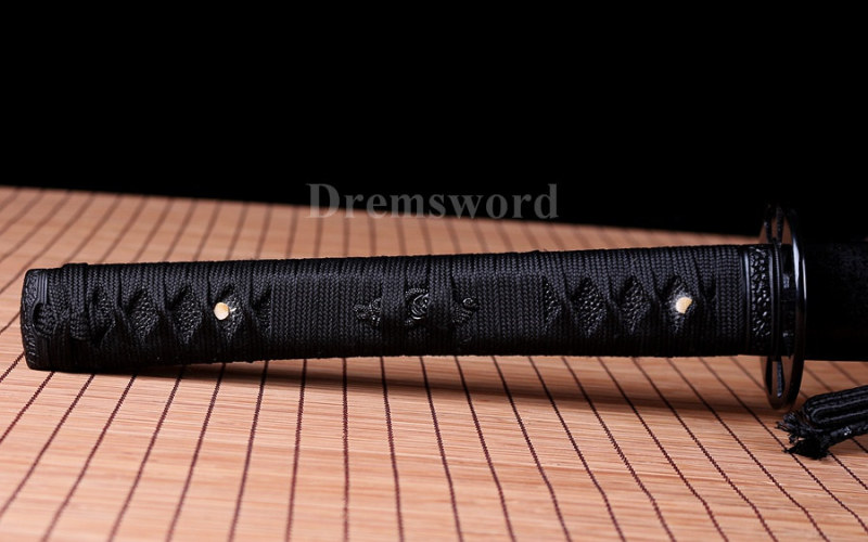 Handmade Black Folded Steel katana Japanese Samurai Sword Full Tang Sharp Blade.