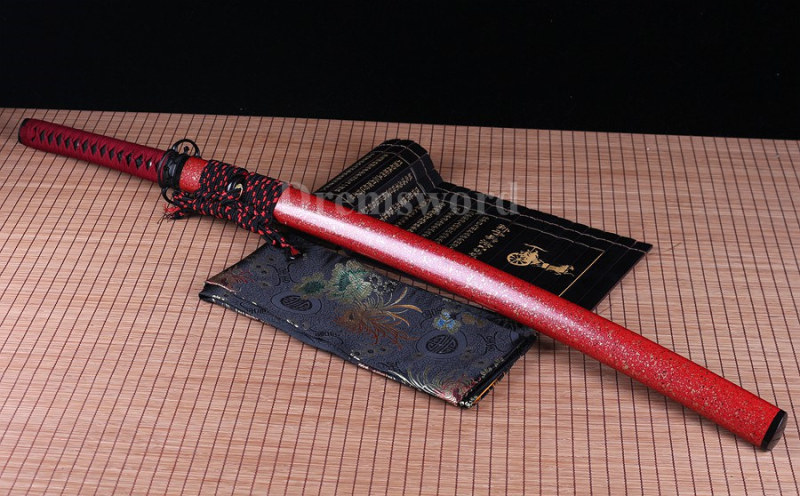 Hand forge Japanese Samurai Sword red&Black damascus Folded Steel katana Japanese Samurai Sword Full Tang Sharp Blade.