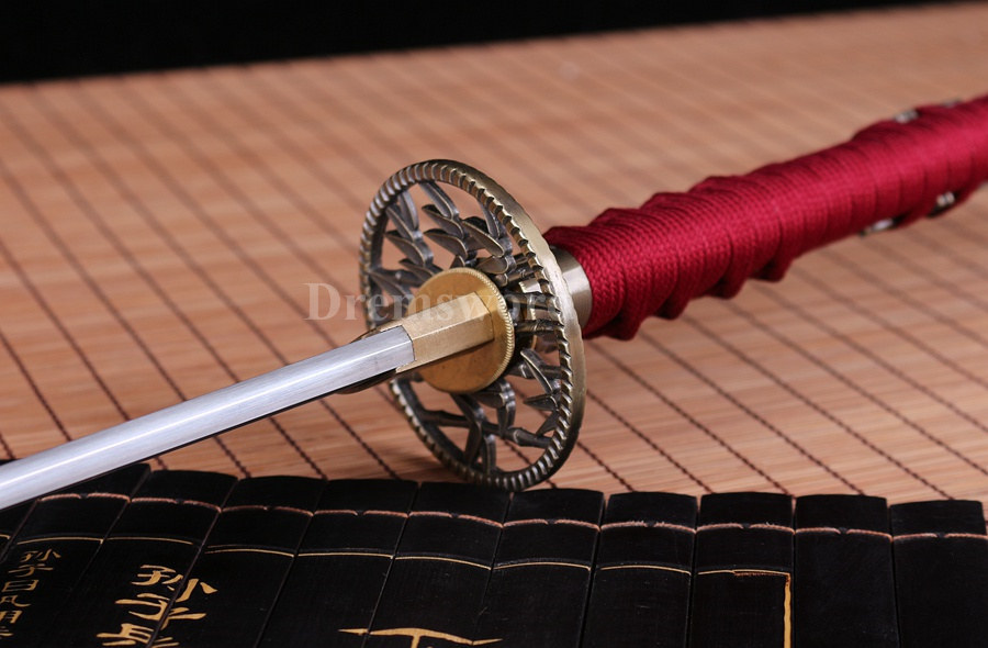 Handmade Red&Black Folded Steel Unokubi-Zukuri blade Japanese Samurai Katana Sword Full Tang sharp.