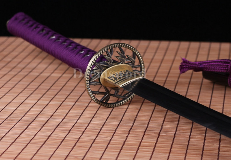 Hand forge Japanese Samurai Sword Folded Steel katana Full Tang Sharp Blade bamboo tsuba set,.