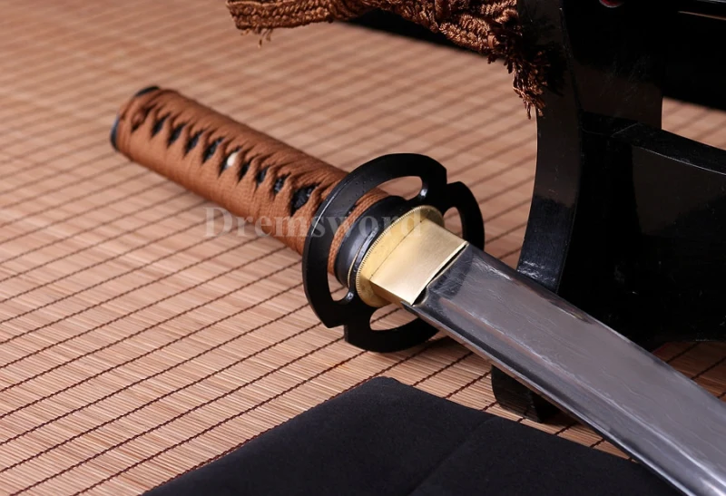 handmade Japanese wakizashi Samurai Sword damascus folded steel battle ready full tang sharp.