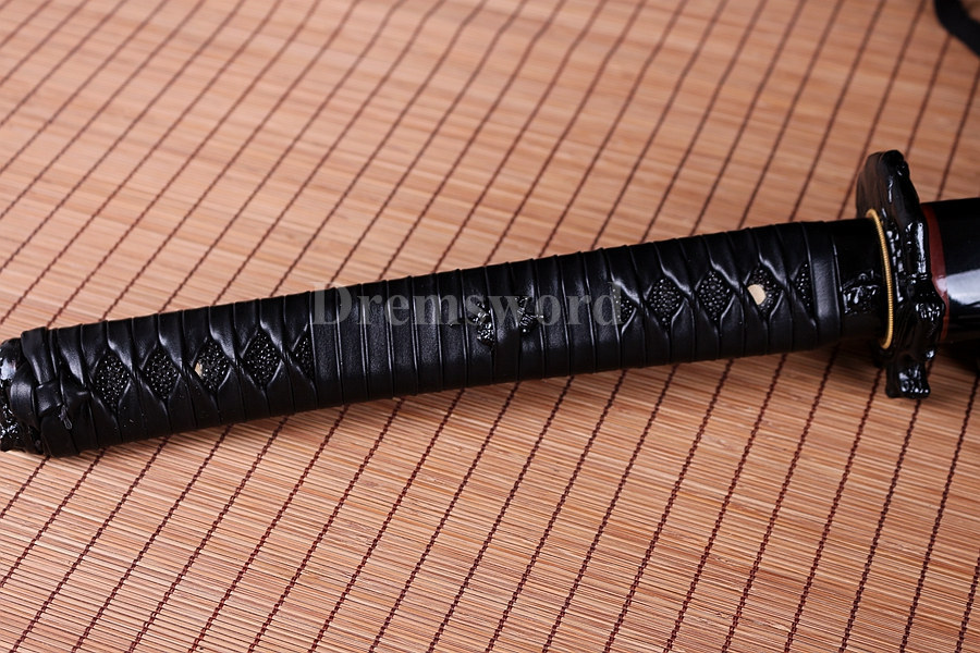 hand forge Black Folded Steel katana Japanese Samurai Sword Full Tang Sharp demon tsuba .