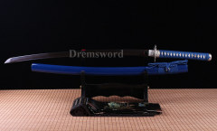 Blue Blade damascus Folded Steel katana Japanese Samurai Sword Full Tang Sharp Shinogi-Zukuri