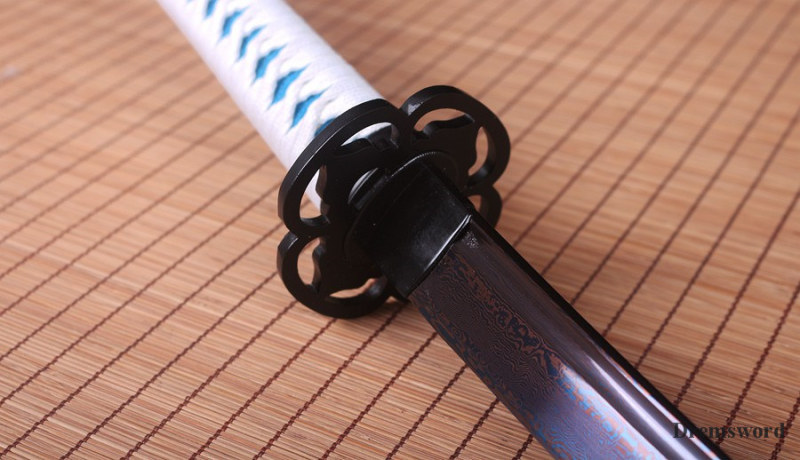 Blue damascus Folded Steel katana Japanese Samurai Sword Full Tang razor sharp battle ready.