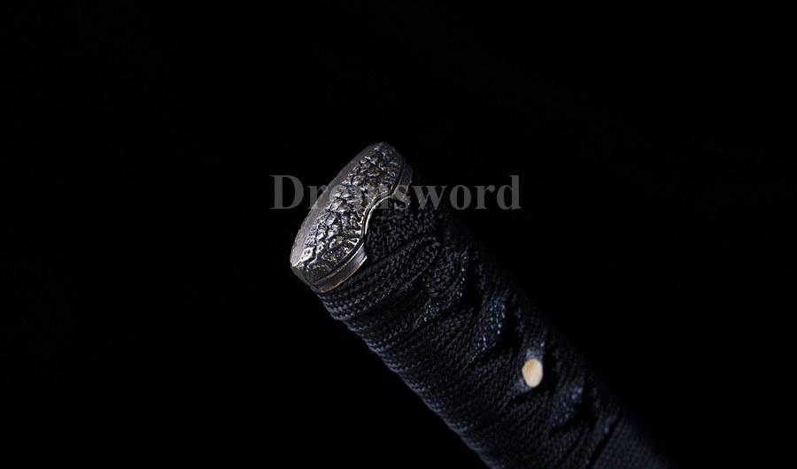 Black Folded Steel katana Japanese Samurai Sword Full Tang Sharp Blade battle ready.