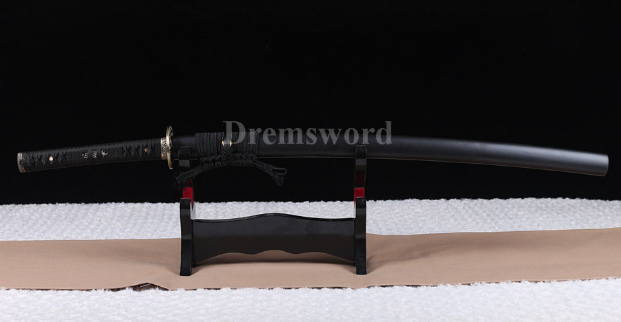 Black Folded Steel katana Japanese Samurai Sword Full Tang Sharp Blade battle ready.