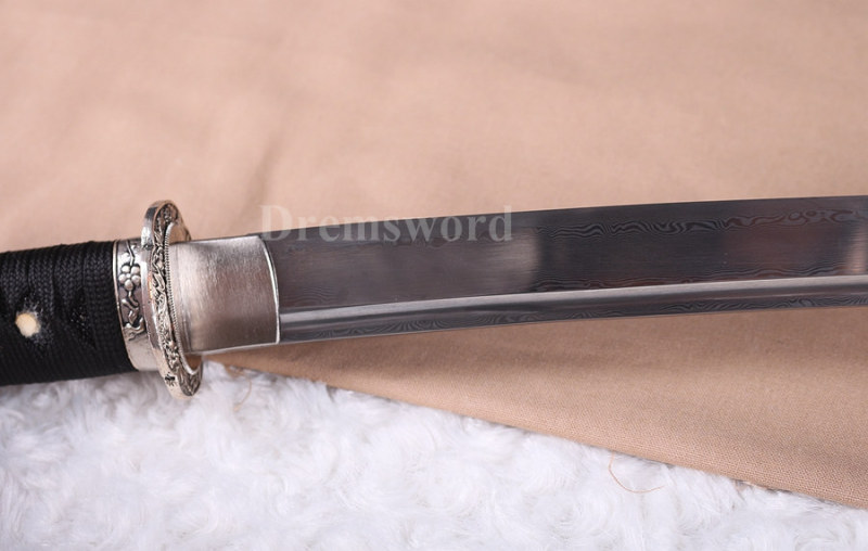 Damascus Folded Steel katana Japanese Samurai Sword Full Tang Sharp Blade.