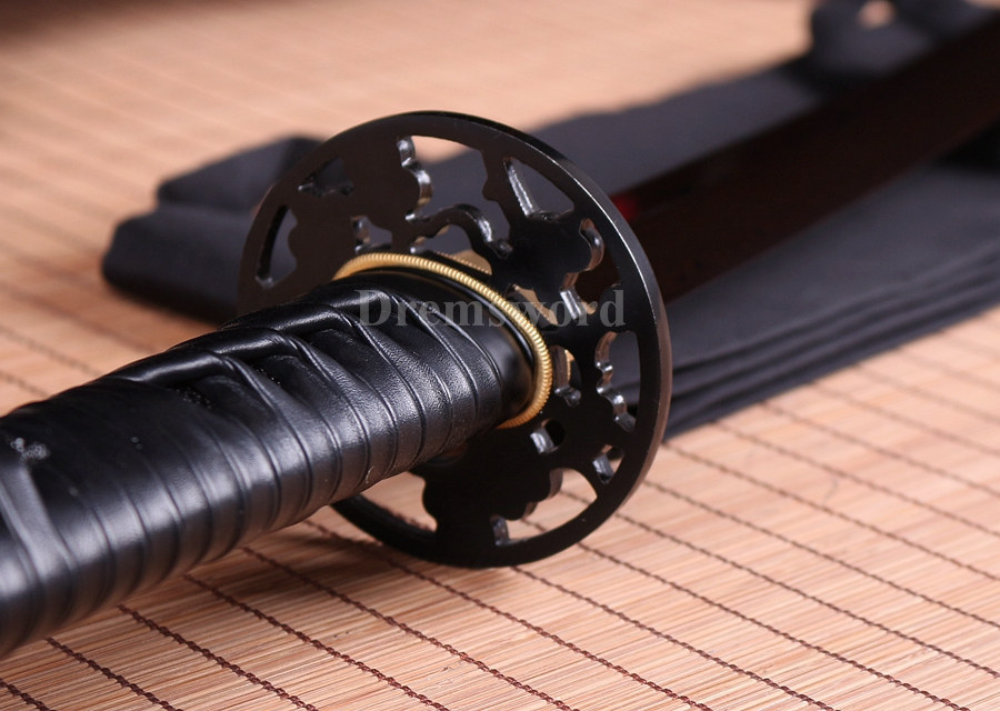 hand forge red&black Folded Steel katana Japanese Samurai Sword Full Tang Sharp no hi.