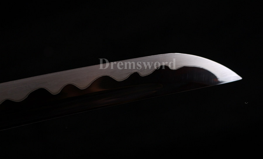Black damascus folded steel sharp katana japanese samurai sword hand-arrasive hamon full tang.