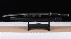 Damascus Folded Steel katana Japanese Samurai Sword Full Tang Sharp Blade Black Shinogi-Zukuri