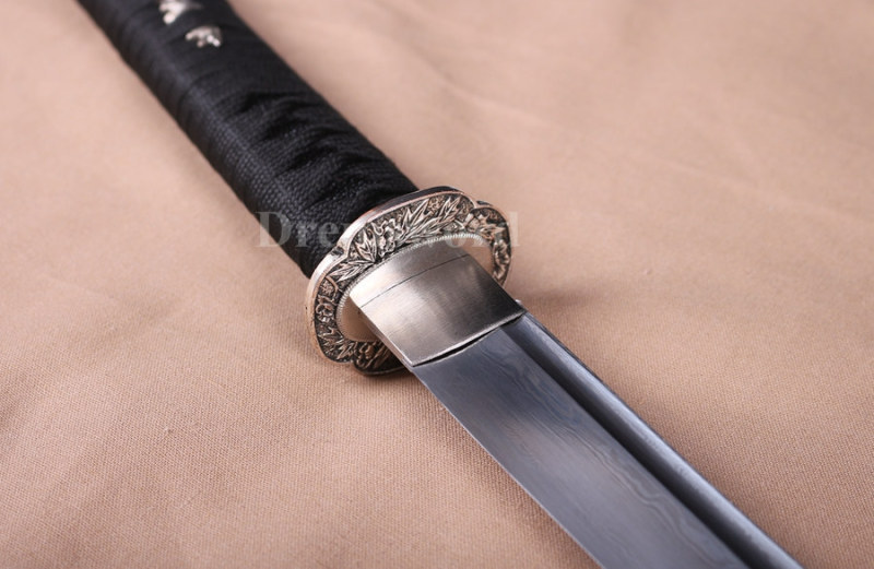 Damascus Folded Steel katana Japanese Samurai Sword Full Tang Sharp Blade.