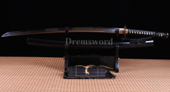 Choji hamon Clay tempered T10 steel  japanese samurai katana sword full tang razor sharp Shinogi-Zukuri black