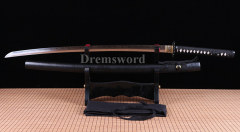 Clay tempered T10 steel sharp katana japanese samurai sword full tang battle ready Shinogi-Zukuri Black
