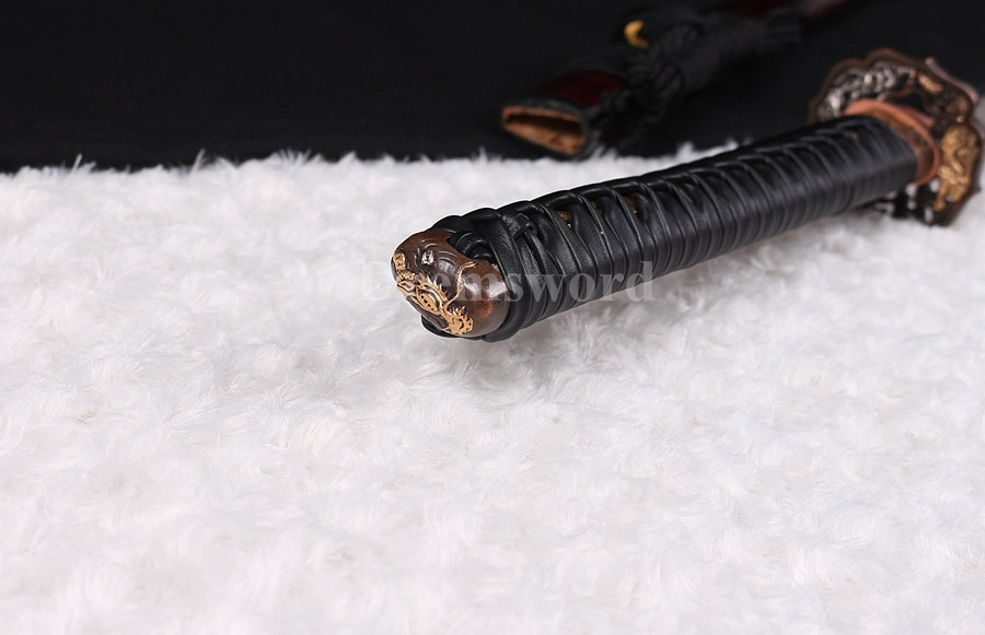 Clay tempered T10 steel katana japanese samurai sword full tang sharp battle ready real shell inlayed saya.