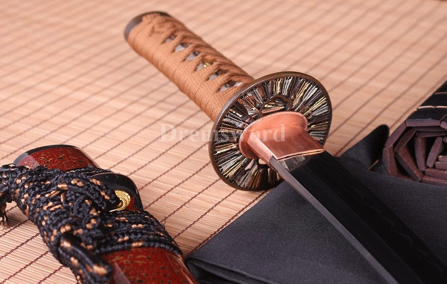 Hand forge Clay tempered T10 steel tanto japanese samurai sword full tang razor sharp battle ready.