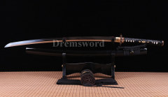 hand forge T10 steel Clay tempered Choji hamon katana japanese samurai sword full tang razor sharp Shinogi-Zukuri black