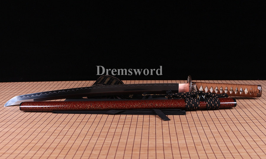 Hand forged wakizashi Clay tempered T10 steel japanese samurai sword full tang sharp