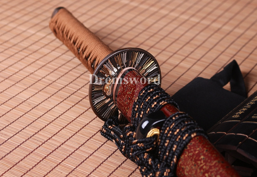 Hand forged wakizashi Clay tempered T10 steel japanese samurai sword full tang sharp