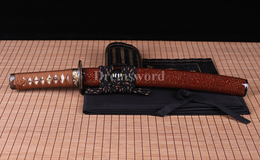 Hand forge Clay tempered T10 steel tanto japanese samurai red