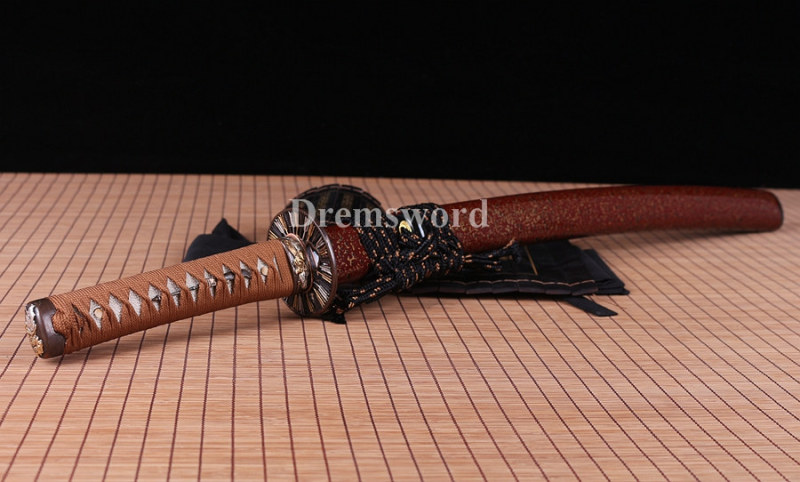 Hand forged wakizashi Clay tempered T10 steel japanese samurai sword full tang sharp