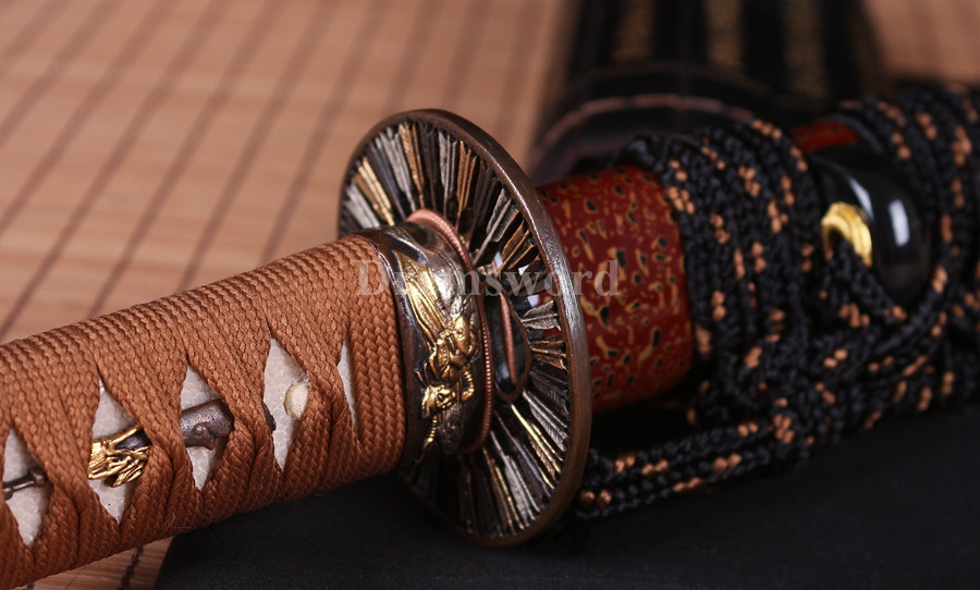 Hand forge Clay tempered T10 steel tanto japanese samurai sword full tang razor sharp battle ready.