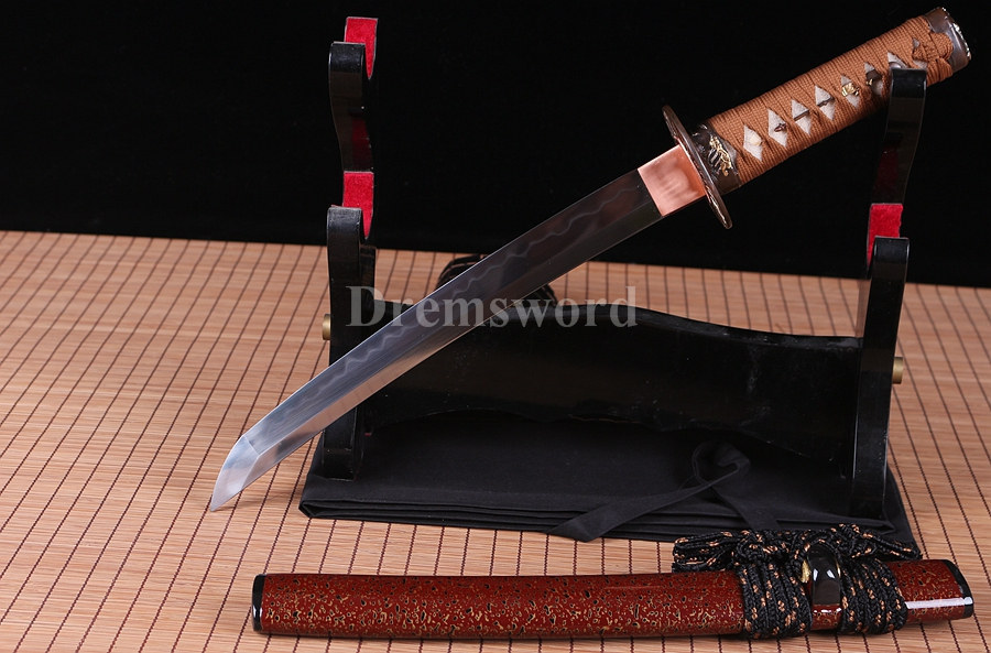 Hand forge Clay tempered T10 steel tanto japanese samurai sword full tang razor sharp battle ready.