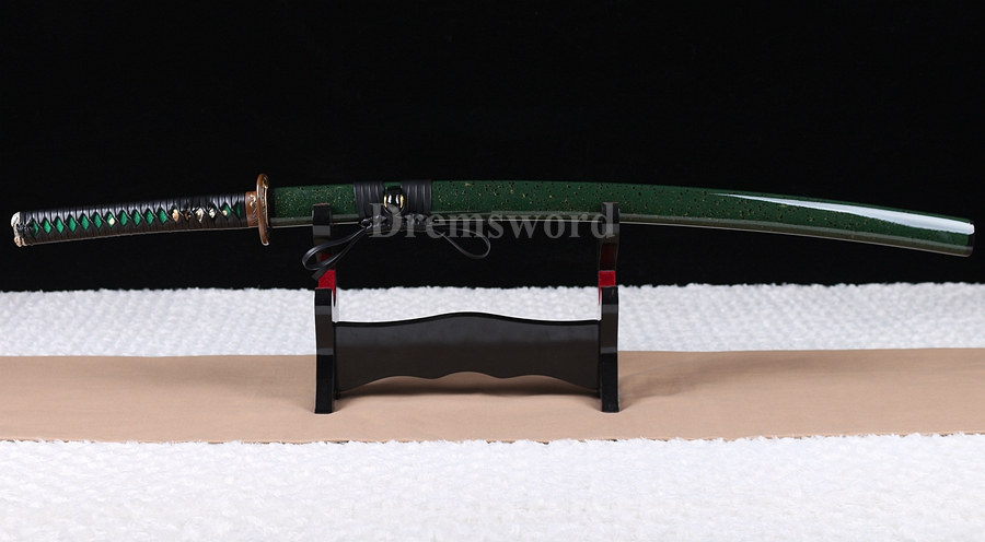 clay tempered Katana black 1095 high carnon steel japanese samurai sword battle ready sharp.