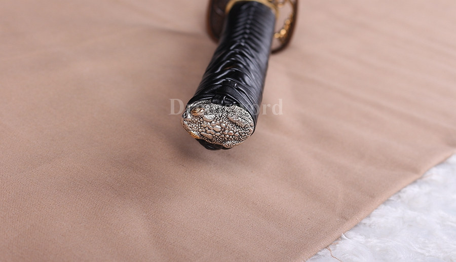 clay tempered Katana black 1095 high carnon steel japanese samurai sword battle ready sharp.