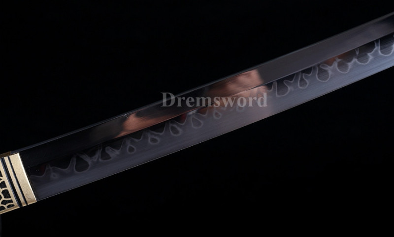 Clay Tempered T10 steel 火焰 hamon Japanese Samurai Sword Full Tang Battle ready Sharp.