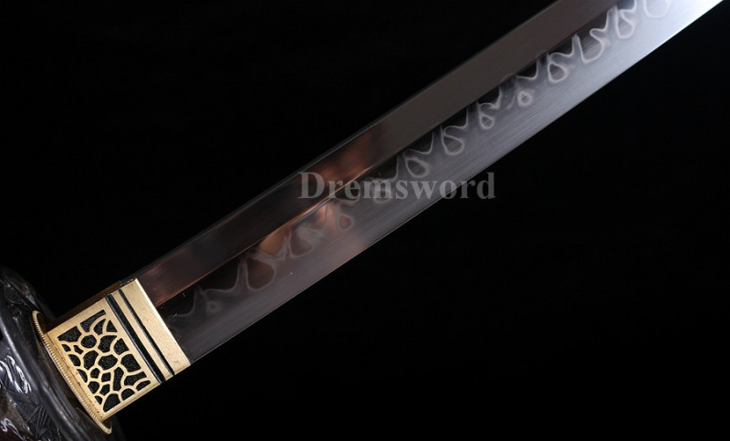 Clay Tempered T10 steel 火焰 hamon Japanese Samurai Sword Full Tang Battle ready Sharp.