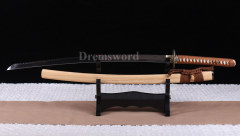 Clay tempered 1095 high carbon steel katana japanese samurai sword full tang battle ready Shinogi-Zukuri Brown