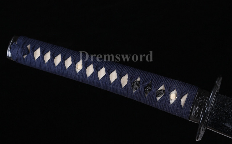 Clay tempered T10 steel blue blade katana japanese samurai sword full tang battle ready sharp.