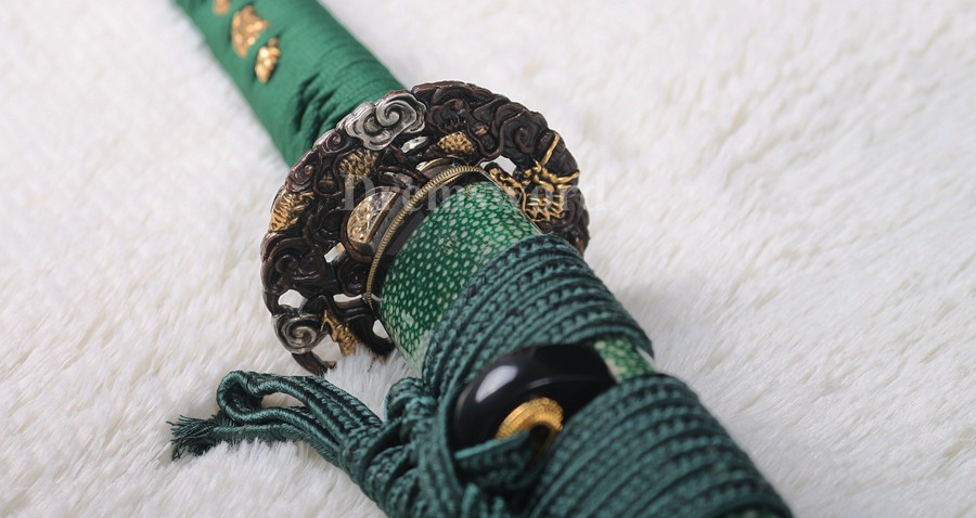 Clay tempered T10 steel katana japanese samurai sword Genuine Ray skin+ox horn saya.