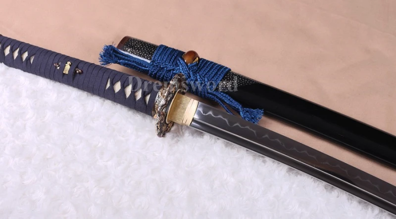 High quality Clay tempered T10 steel katana japanese samurai sword Genuine Ray skin+ox horn saya.