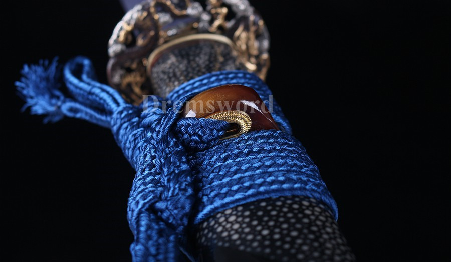 High quality Clay tempered T10 steel katana japanese samurai sword Genuine Ray skin+ox horn saya.