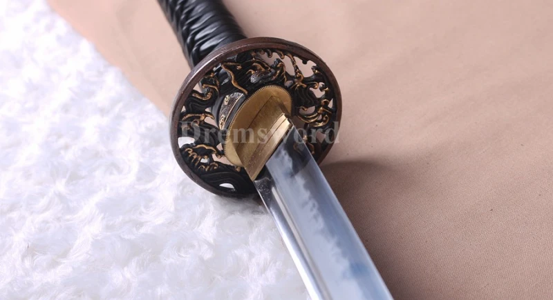 Choji hamon Clay tempered Hazuya polish T10 steel katana japanese samurai sword full tang sharp.