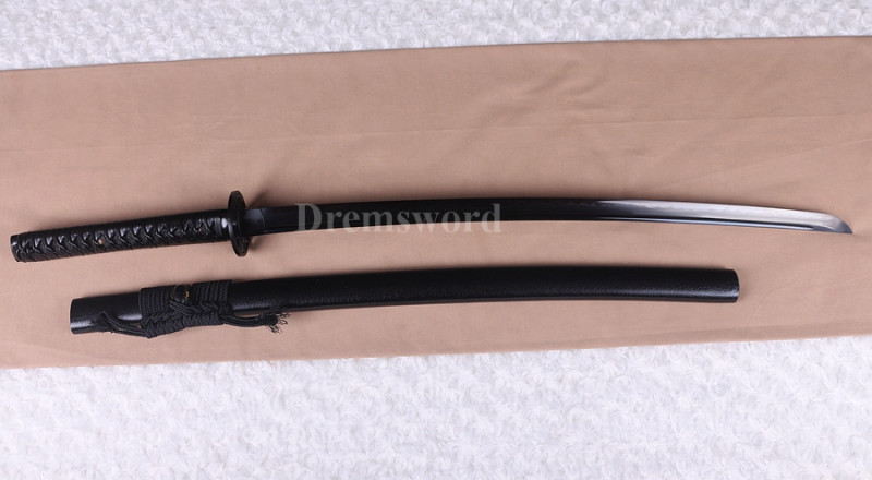 Clay tempered Full Black T10 steel Japanese Samurai katana sword battle sharp.